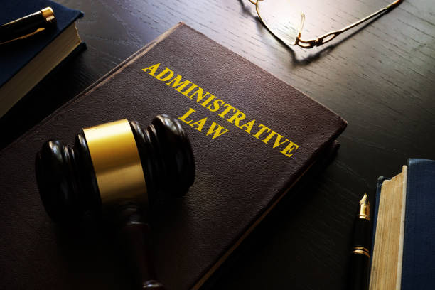 Administrative law and gavel on a table.